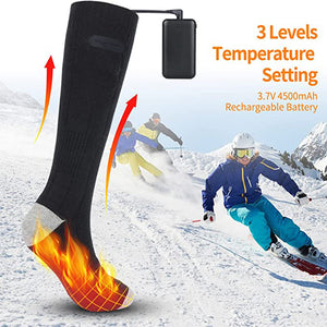 Heated Socks for Men Women, Electric Remote Control Heating Socks, Rechargeable 5000mAh Battery Powered Thermal Foot Warmers, Winter Warm Cotton Socks for Skiing Riding Fishing Camping Hiking