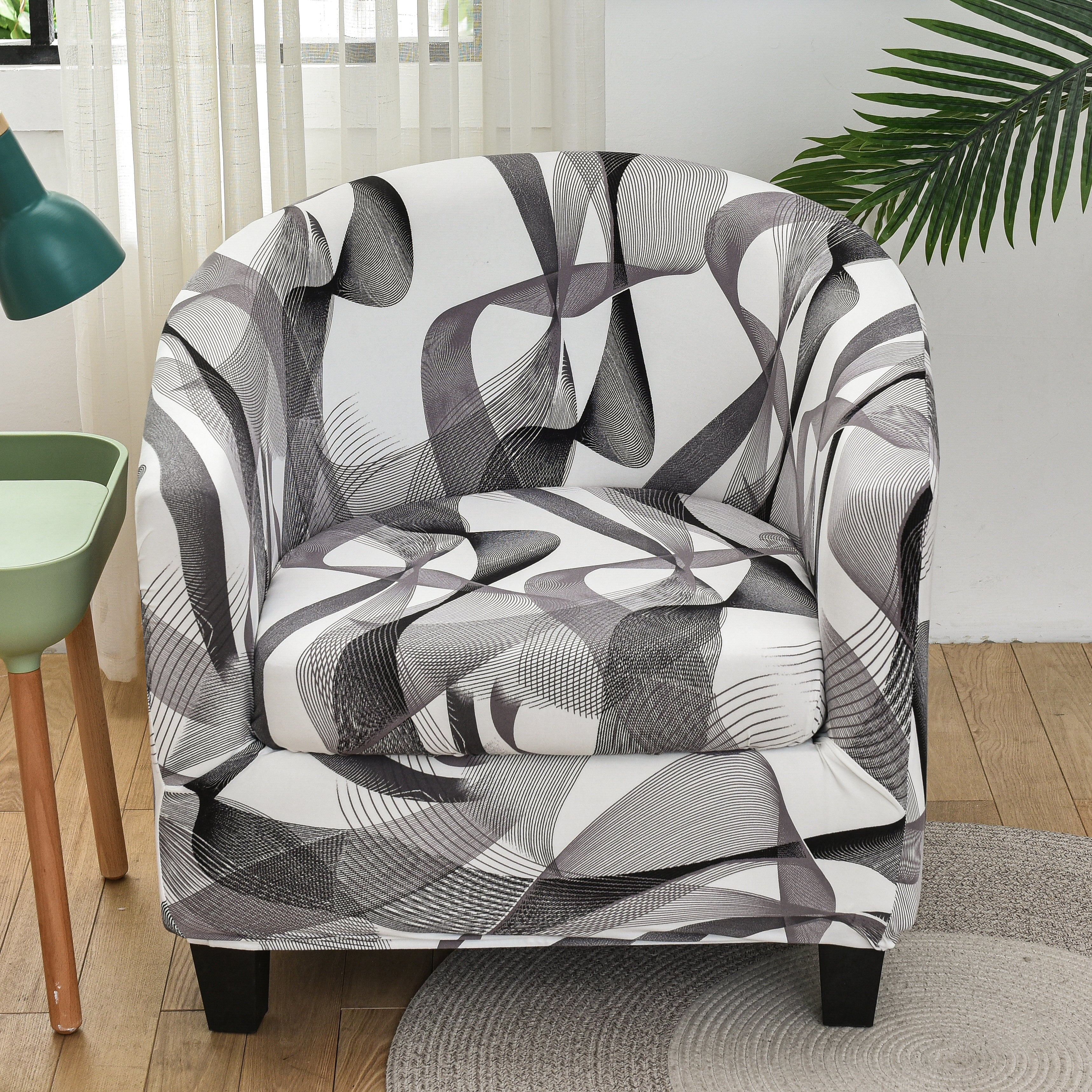 Stretch Couch Slipcover Printed Club Chair Slipcover Geometric Pattern Tub Chair Slipcover Bucket Chair Full Slipcovers