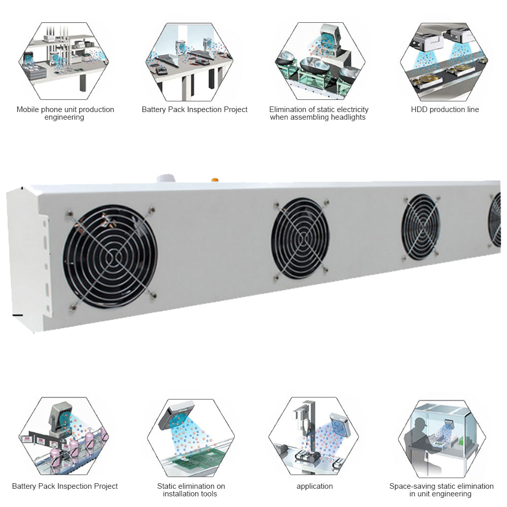Ionizing Air Blower Static Eliminator Fan Antistatic Ionizer Industrial Overhead Bracket 2/3/4/5 Fans