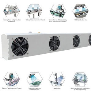 Ionizing Air Blower Static Eliminator Fan Antistatic Ionizer Industrial Overhead Bracket 2/3/4/5 Fans
