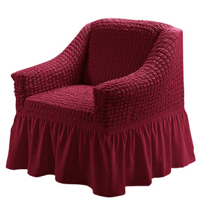 Universal Sofa Slipcover with Skirt Seersucker Fabric Wing Chair Furniture Protector Country Style for 1-4 Seater