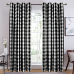 Black and White Buffalo Plaid Blackout Outdoor Curtains Set for Patio Waterproof with Series of Pillowcases & Tablecloth
