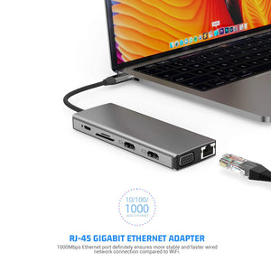 USB C Docking Station Dual Monitor USB C Hub Multiport Adapter for MacBook Pro/Air, 12 in 1 MacBook Adapter Mac Dongle with 4 USB