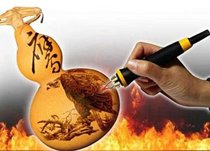 110V 50W Wood Burning Kit Digital Display Pyrography Machine Wood Craft Tool Kit with 2 Wood Burners and 20 Pyrography Wire Tips