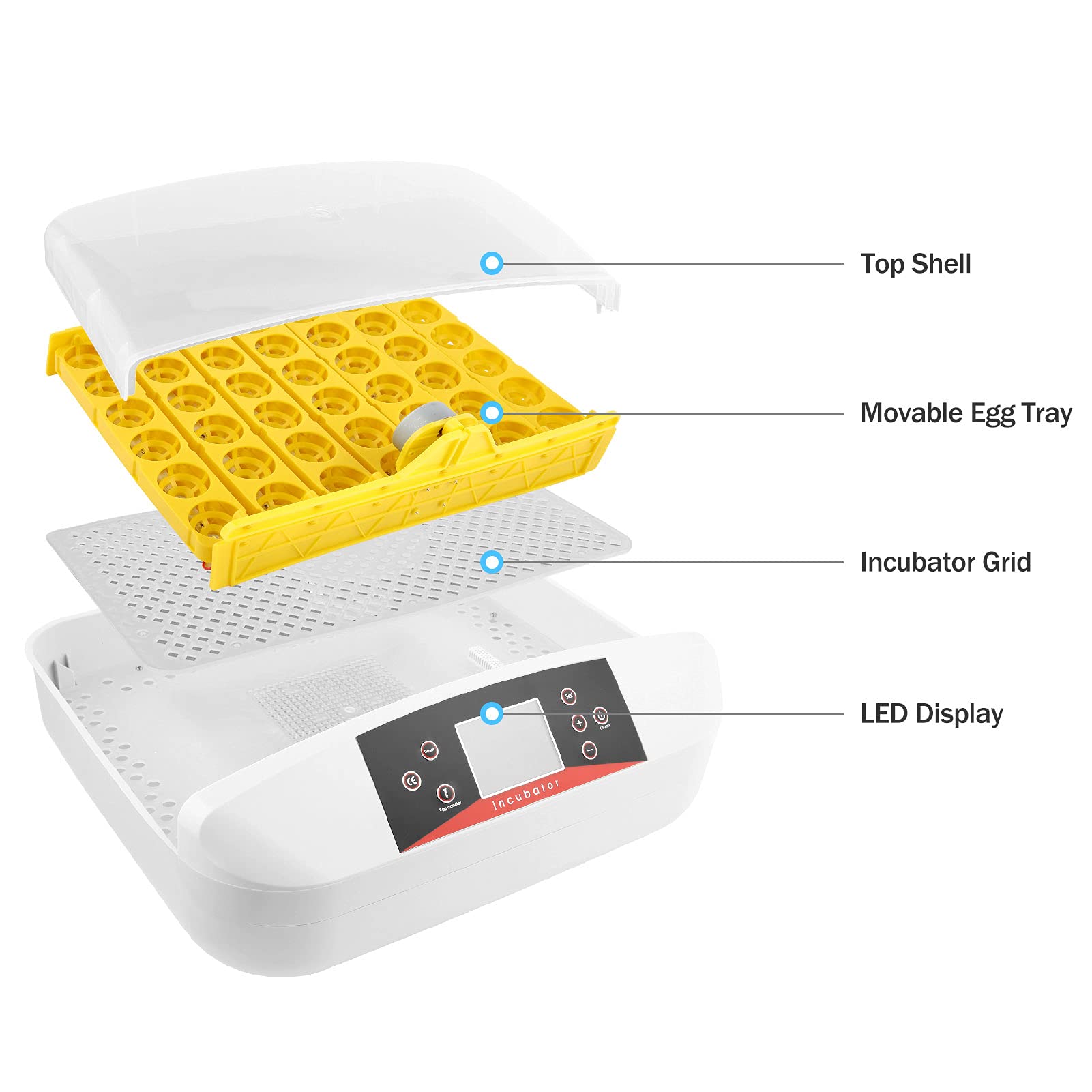 41 Egg Incubator Poultry Hatching Machine with Temperature Control Small General Digital Incubator Breeder Hatcher