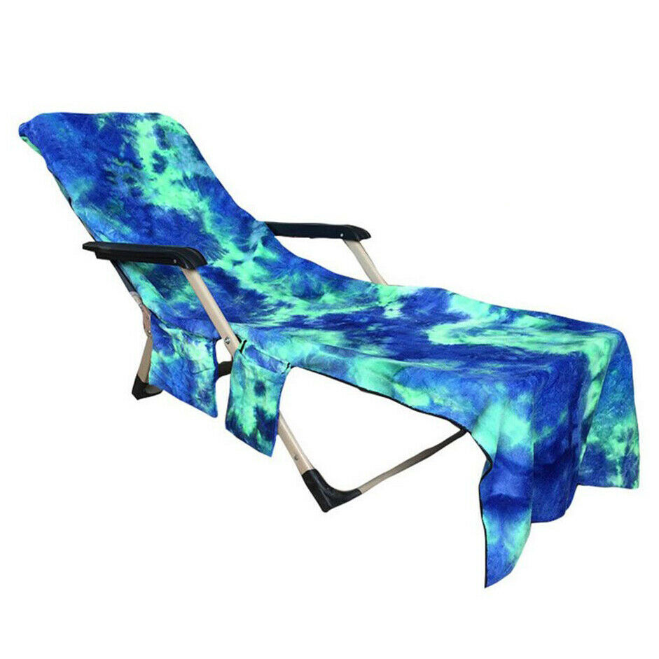 New 2 in 1 Beach Lounge Chair Cover Towel Microfiber Sun Lounger Cover + Storage Bag