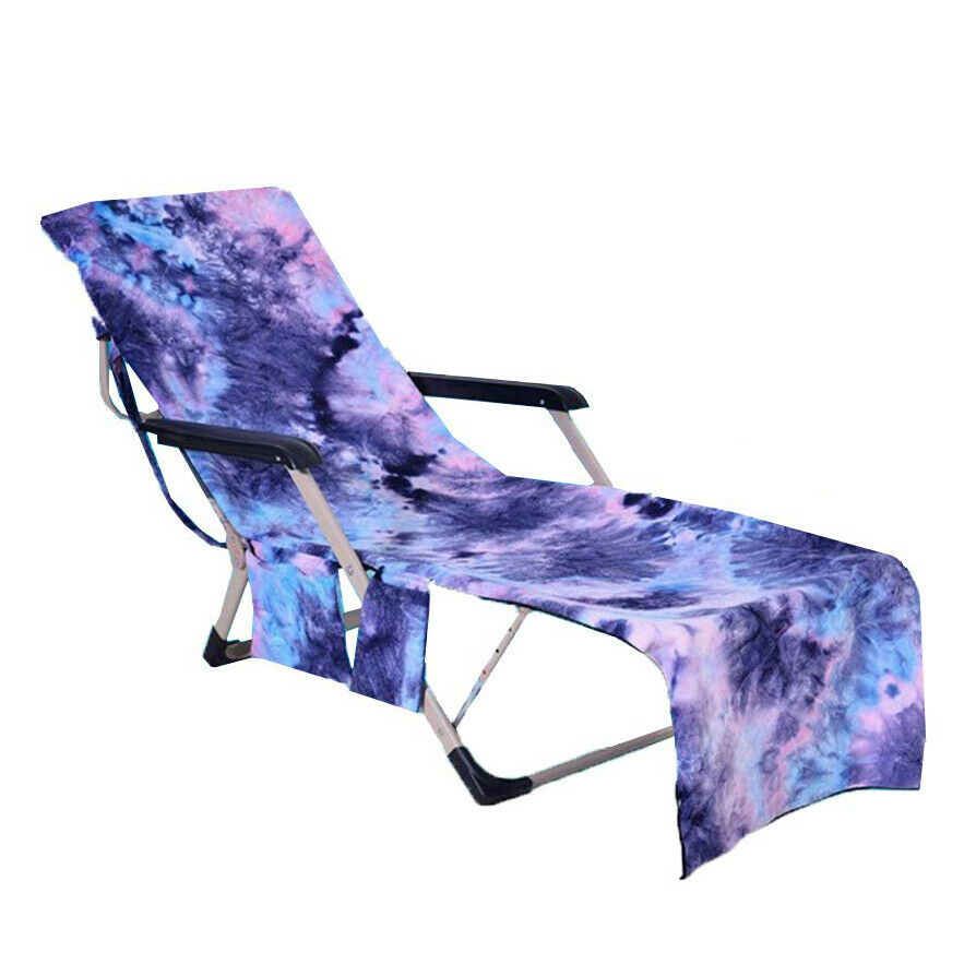 New 2 in 1 Beach Lounge Chair Cover Towel Microfiber Sun Lounger Cover + Storage Bag