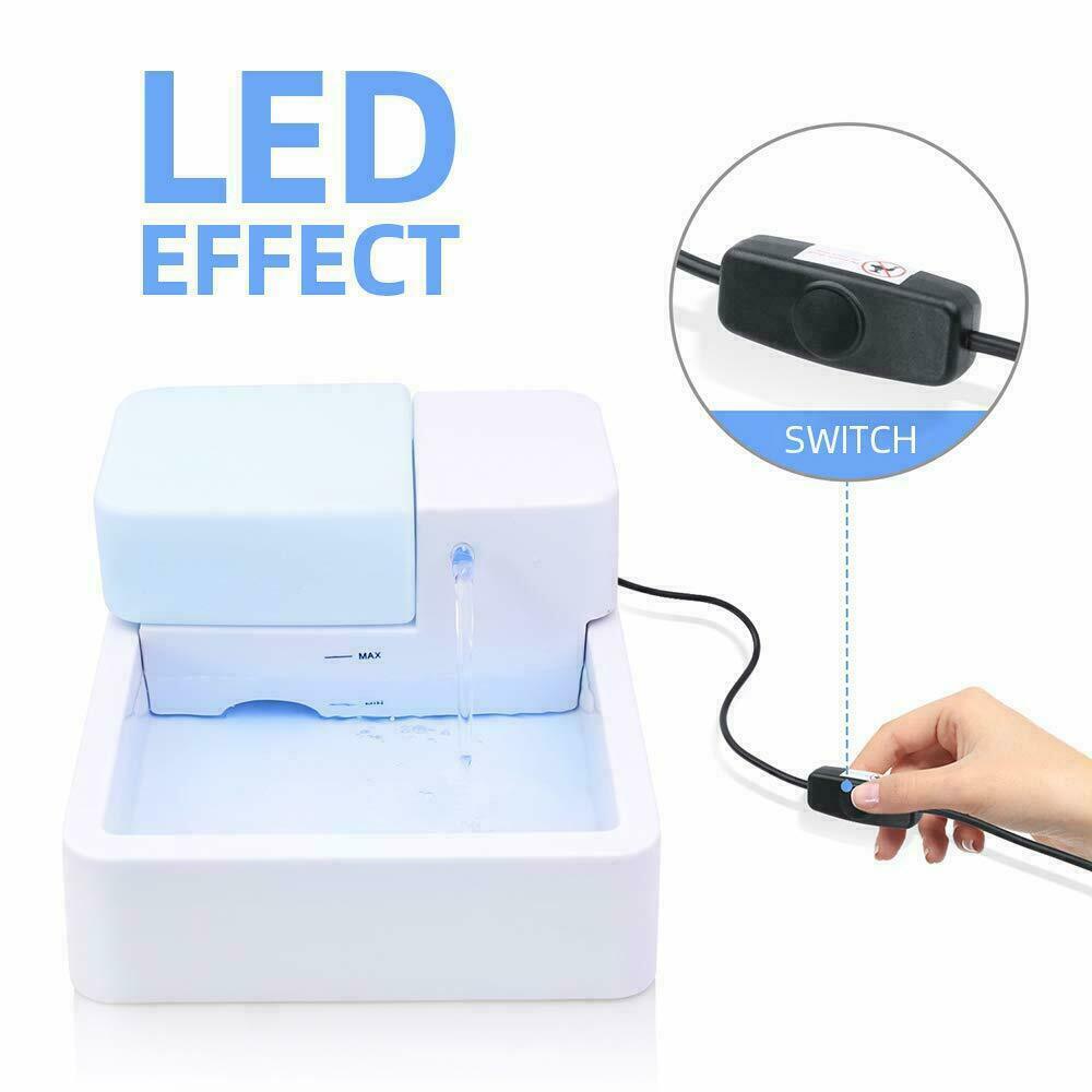 1.8L LED + UV Sterilization Automatic Pet Water Fountain 12V Pet Water Dispenser Drinking Filter Bowl for Dogs Cats