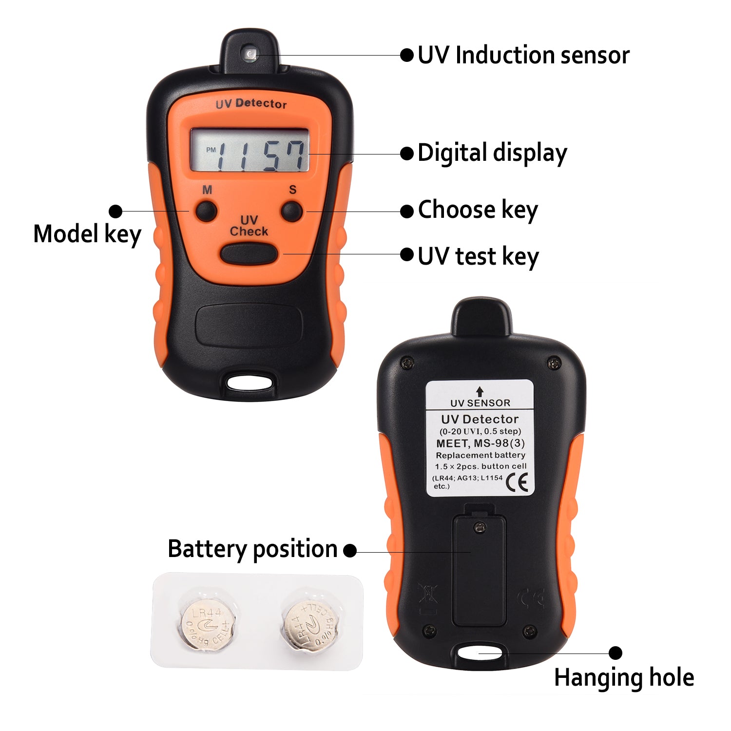 UV Strength Tester, Handheld UV Detector High Precision UV Intensity Meter with LCD Display