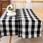 Black and White Buffalo Plaid Blackout Outdoor Curtains Set for Patio Waterproof with Series of Pillowcases & Tablecloth