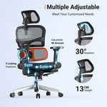 （Pro version）Ergonomic office chair with footrest, High back desk chair with unique adjustable lumbar support, office chair with 4D armrest