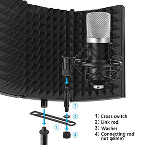 Professional Microphone Isolation Shield for Any Condenser Microphone Recording Equipment Studio