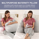 J Shape Pregnancy Pillow for Side Sleepers Maternity Body Pillow Head Neck Abdominal Support Cotton 65 x 125 cm