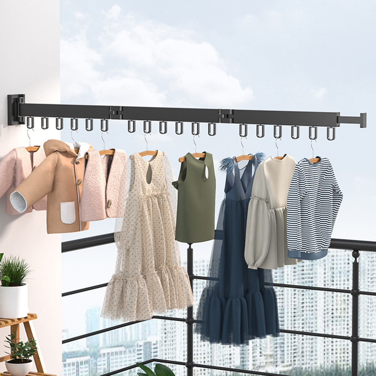 Wall Mounted Clothes Dryer, Collapsible Clothes Hanger, Retractable Drying Rack Indoor Outdoor Space Saving Clothes Rack, Retractable Clothes Dryers