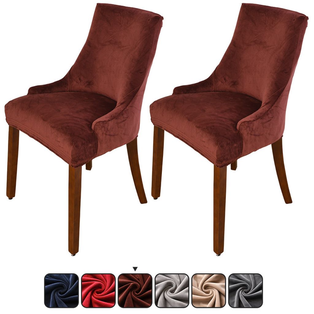 Velvet Stretch Wingback Chair Cover Slipcover Reusable Arm Chair Protector Cover for Dining Room Banquet Home Decor, 6 Colors