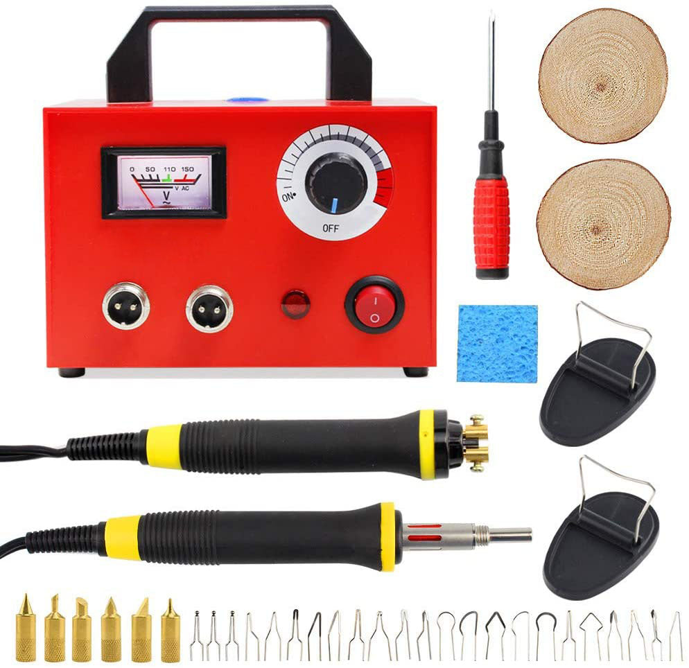 110V Multifunction Wood Burning Dual Pens Tool Craft Pyrography Machine Burner