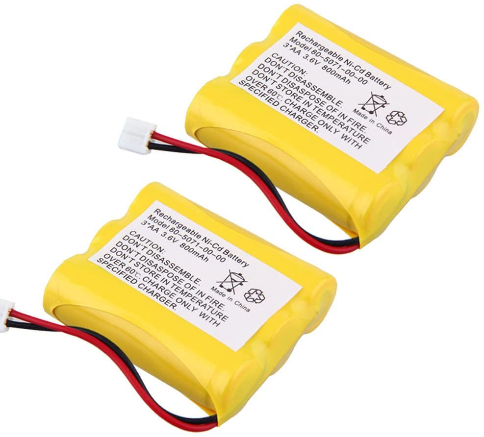 2 Pack 3 AA 3.6V 800mAh Ni-Cd Cordless Home Phone Replacement Battery for Vtech 80-5071-00-00 MG2423 8050710000