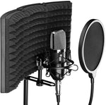 Microphone Isolation Shield, Pop Filter, Foldable Adjustable Durable Studio Recording Microphone Isolator Panel