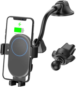 Auto-Clamping Qi Car Wireless Charger 10W/7.5W/5W Air Vent Dashboard Car Mount Compatible/w iPhone 12 Series/X/XR/11/8, Galaxy Note10/S10/S20 Series