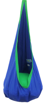 Kids Pod Swing Seat 100% Cotton Hammock Pod Chair with Pocket 360-Degree Rotating Suspension Plate for Outdoor Indoor