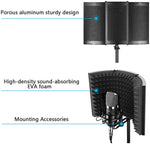 Microphone Isolation Shield, Pop Filter, Foldable Adjustable Durable Studio Recording Microphone Isolator Panel