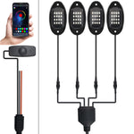 (4 pods) RGB LED Rock Lights, 90 LEDs Multicolor Neon Underglow Light Waterproof Music Lighting Kit with APP & RF Control
