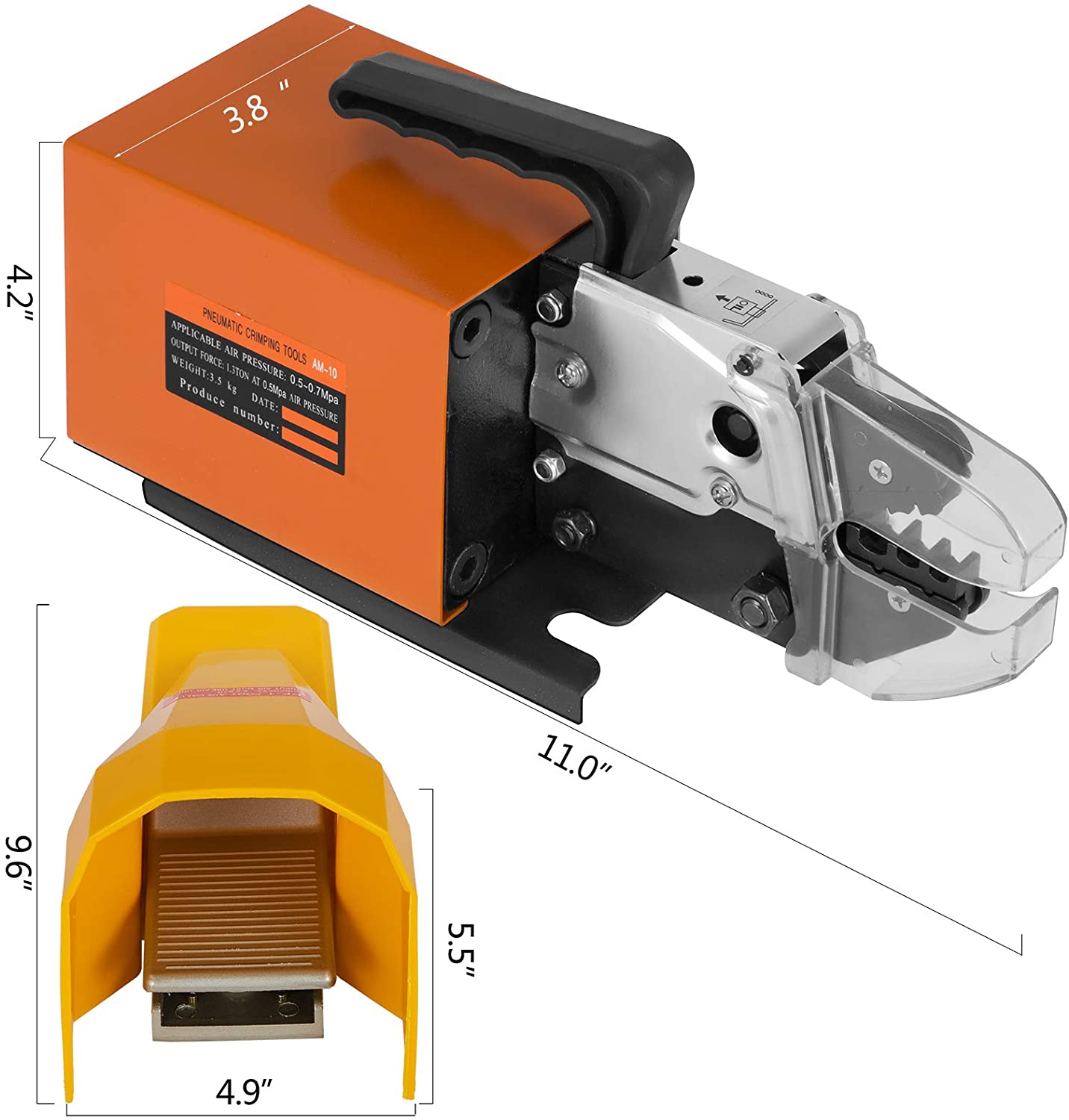 Pneumatic Air Powered Wire Terminal Crimping Machine Crimp Tool Crimper AM-10 with A03C Die set