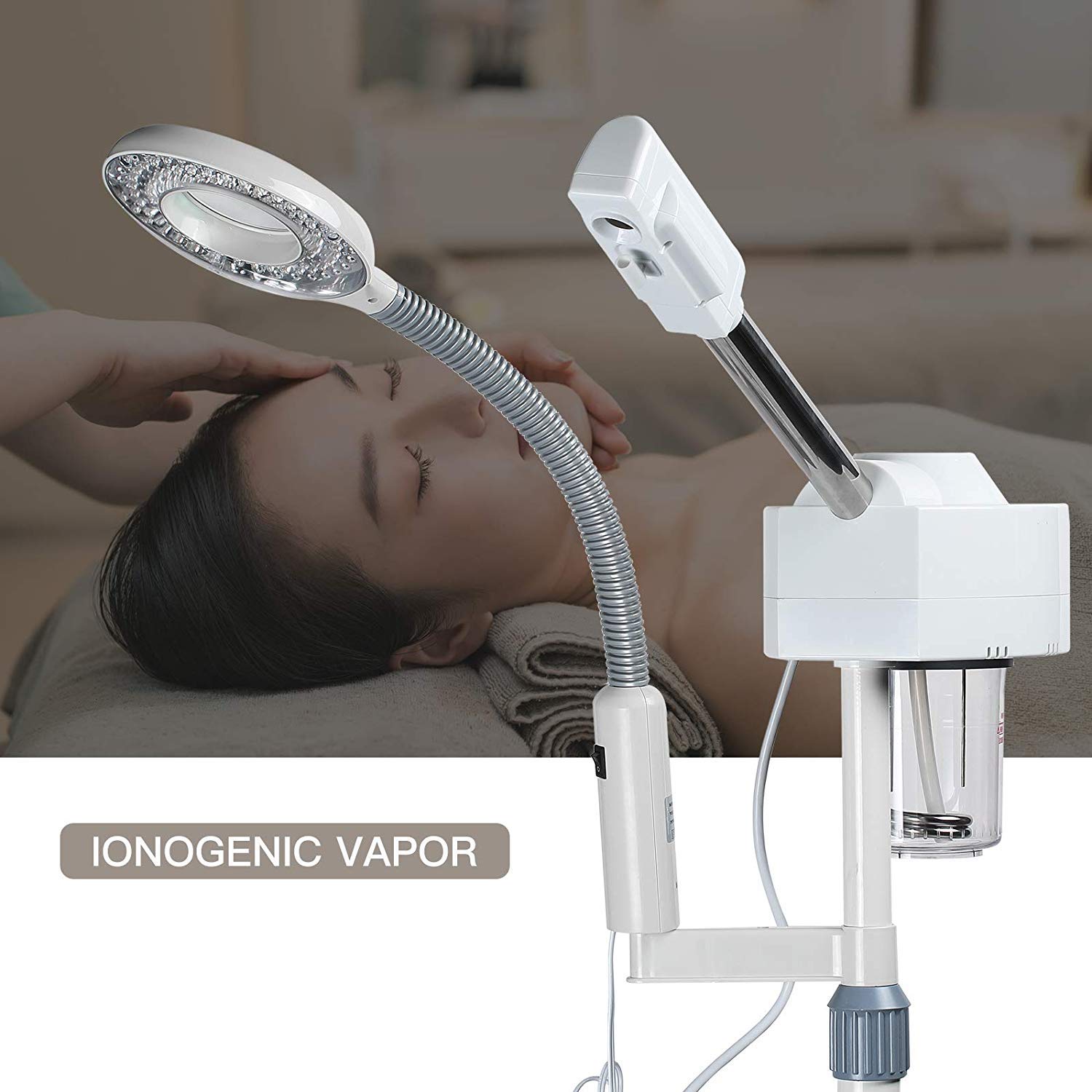 2 In 1 Facial Steamer with 5 Magnifying Glass Nano Ionic Ozone Steaming face Instrument Water Replenishment Equipment