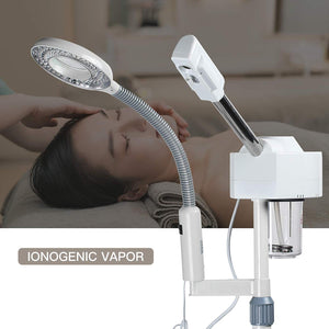 2 In 1 Facial Steamer with 5 Magnifying Glass Nano Ionic Ozone Steaming face Instrument Water Replenishment Equipment