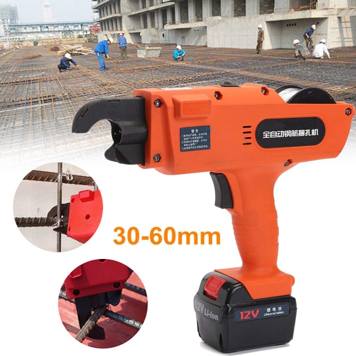 Rebar Tier Tying Machine Handheld Electric Tying Tools 30-60mm Tying Range