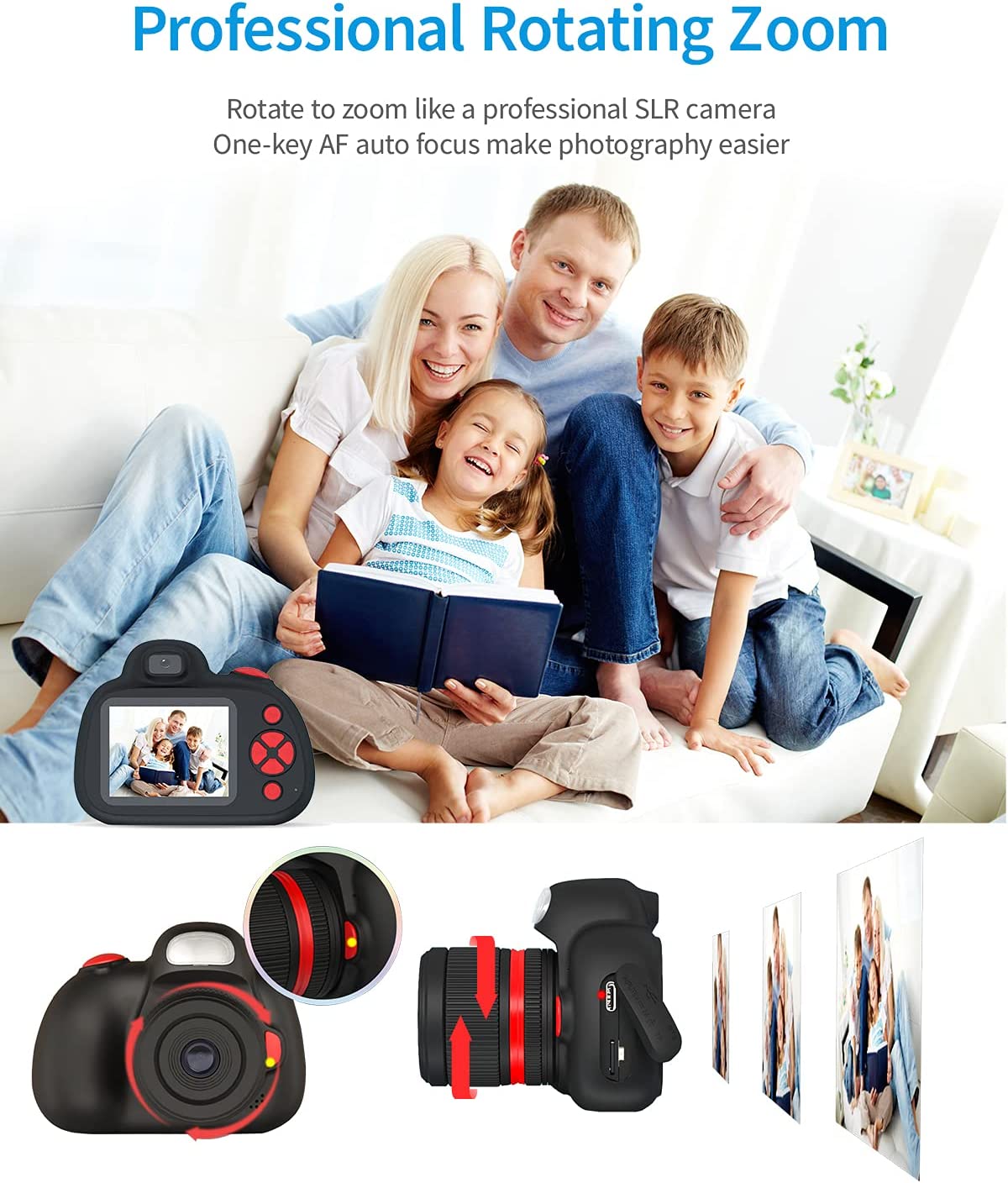 Kids Camera,Digital Camera for Kids 3-8 Year Old,Birthday, Toys for Girls Boys,2.4 inch IPS Screen,Video Camcorder with Flash,32G SD Card Included