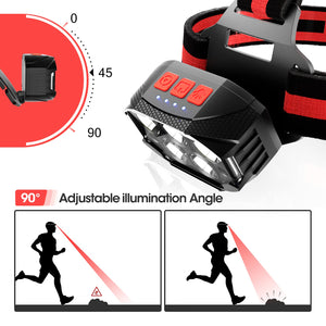 LED Headlamp Rechargeable with Red Light 14 Modes Waterproof Headlight Camping Outdoor Hiking Fishing