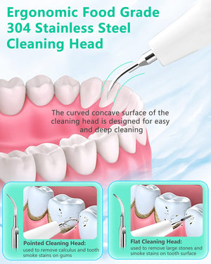 Teeth Cleaning Kit with LED Light 3 Working Modes Waterproof Ultrasonic Tooth Cleaner for Fighting Tartar