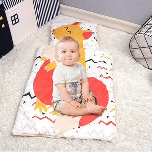 Three-in-one Kangaroo Kids Nap Mat with Quilt Blanket and Pillow for 3-6 Years Children