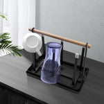 Bottle holder with drip tray, soda bottle stand for 6 bottles, with removable drip mat, drip bottles, bottle dryer for various bottles and cups