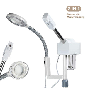 2 In 1 Facial Steamer with 5 Magnifying Glass Nano Ionic Ozone Steaming face Instrument Water Replenishment Equipment