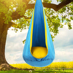 Kids Pod Swing Seat 100% Cotton Hammock Pod Chair with Pocket 360-Degree Rotating Suspension Plate for Outdoor Indoor