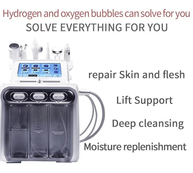 Hydrogen Oxygen Facial Beauty Machine 6 in 1 Hydro Dermabrasion Machine for Deep Cleaning