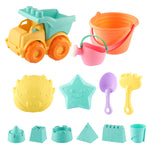13PCS Beach Sand Toys Set for Kid with Beach Bucket Castle Animal molds Mesh Bag