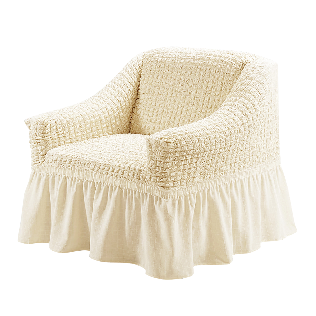 Universal Sofa Slipcover with Skirt Seersucker Fabric Wing Chair Furniture Protector Country Style for 1-4 Seater