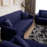 6 PCS Stretch Sofa Covers Pure Color Furniture Protective Cover 1 Triple 1 Double 1 Single Seat and 3 Pillowcases Combination