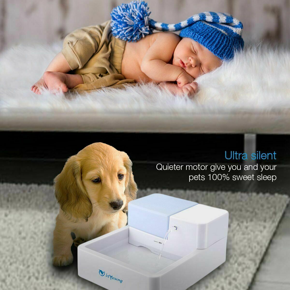 1.8L LED + UV Sterilization Automatic Pet Water Fountain 12V Pet Water Dispenser Drinking Filter Bowl for Dogs Cats