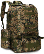 55L Tactical Backpack Military Assault Pack Camping Hiking Outdoor Traveling Backpack Waterproof Detachable, Black/Camouflage