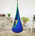 Kids Pod Swing Seat 100% Cotton Hammock Pod Chair with Pocket 360-Degree Rotating Suspension Plate for Outdoor Indoor