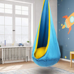 Kids Pod Swing Seat 100% Cotton Hammock Pod Chair with Pocket 360-Degree Rotating Suspension Plate for Outdoor Indoor