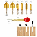 23pcs Woodworking Chamfer Drilling Tool, 8pcs Wood Plug Cutter Drill, 7pcs Three Pointed Countersink Drill Bit with L-Wrench, 6pcs 1/4" Hex 5 Flute 90 Degree Countersink Drill Bits