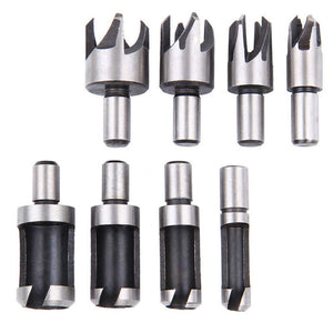 23pcs Woodworking Chamfer Drilling Tool, 8pcs Wood Plug Cutter Drill, 7pcs Three Pointed Countersink Drill Bit with L-Wrench, 6pcs 1/4" Hex 5 Flute 90 Degree Countersink Drill Bits