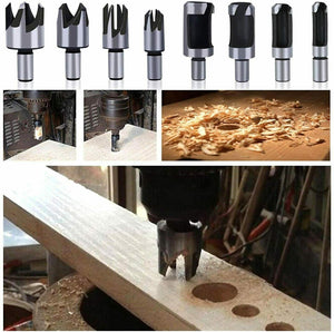 23pcs Woodworking Chamfer Drilling Tool, 8pcs Wood Plug Cutter Drill, 7pcs Three Pointed Countersink Drill Bit with L-Wrench, 6pcs 1/4" Hex 5 Flute 90 Degree Countersink Drill Bits
