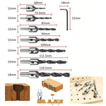 23pcs Woodworking Chamfer Drilling Tool, 8pcs Wood Plug Cutter Drill, 7pcs Three Pointed Countersink Drill Bit with L-Wrench, 6pcs 1/4" Hex 5 Flute 90 Degree Countersink Drill Bits
