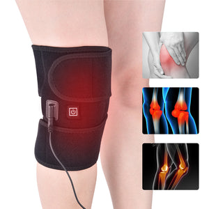 Heated Knee Brace Wrap Knee Heating Pad with 3 Heat Adjustable USB Cable for Knee Injury, Muscles Pain Relief